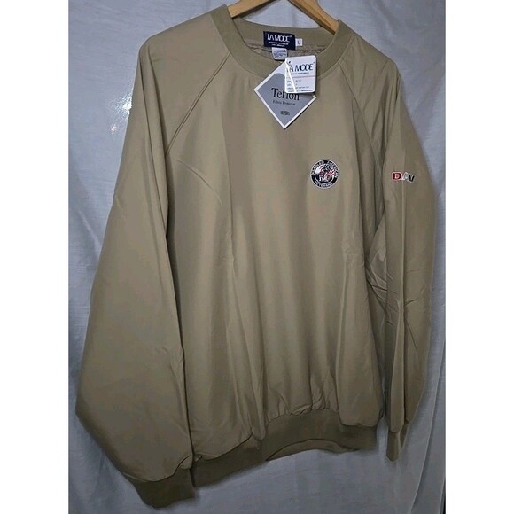 Vtg La Mode Active Sportswear Windbreaker Golf, Sz Large, DA Veterans, Tan, NWT - Picture 2 of 9